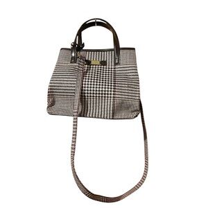 Vintage Ralph Lauren Brown Tan Houndtooth Canvas Bag